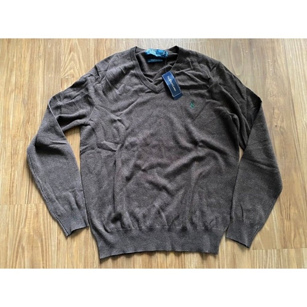 Ralph Lauren Polo Men's V-Neck Brown Sweater (Medium)